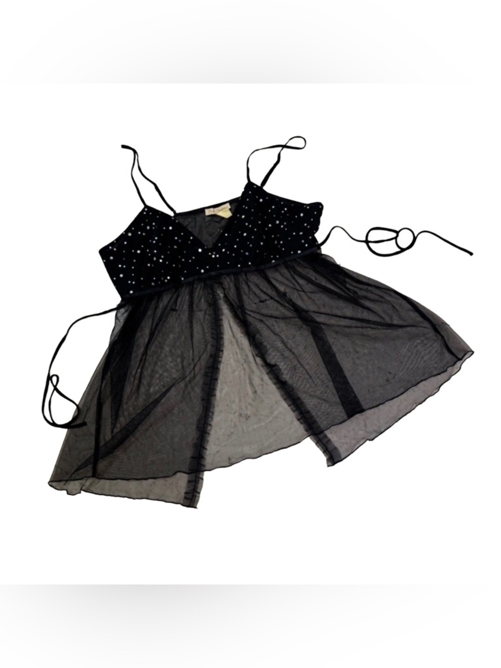 Y2K  Sparkle Lingerie Babydoll Sheer Top